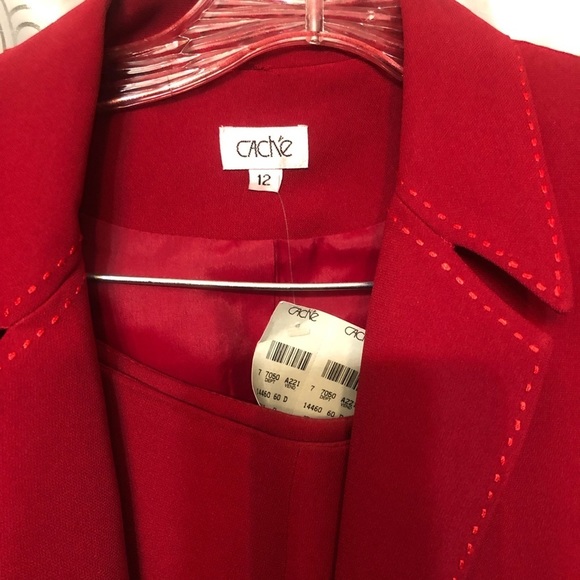 Cache size 12 sexy red formal suit wide leg flat front pants thigh high slit - Picture 4 of 11